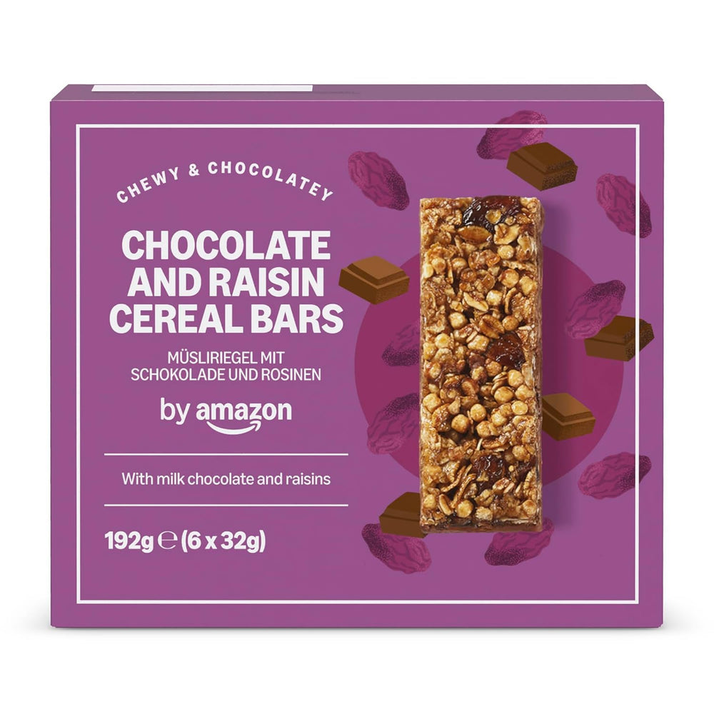 Müslibar med chokolade og rosiner fra Amazon, 192g
