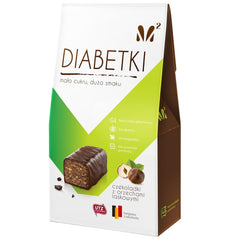DIABETKI hasselnøddepraliner, sukkerfri chokolade, lækre slik til bevidste og diabetikere, glutenfri og vegetariske snacks 100g
