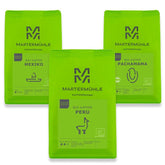 Set mostre boabe de cafea organică Martermühle 3x250g tărie ușoară/medie I Arabica I Boabe întregi de cafea organică prăjite ușor, aciditate scăzută (68/74/426)