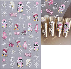 JMEOWIO Nagelsticker Weihnachten 6 Blatt Nail Art Sticker Selbstklebend Nagelaufkleber Schneeflocke Winter Urlaub Süß Dekoration Nageldesign Zubehör