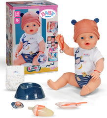 BABY Born Emma i jungle stil - Dukke 43 cm høj - 10 funktioner Inklusiv tilbehør og kjole i unisex farver - Fungerer uden batterier - Velegnet til børn fra 3 år og derover Naty Shop Dolls Standard titel