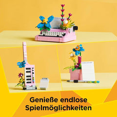 LEGO Creator 3In1 skrivemaskine med blomster - ombyggeligt legetøj til en Keytar-model eller til en urtepotte med notesbog og kuglepen - byggesæt - gave til piger og drenge fra 8 år 31169 Byggesæt Besuche den LEGO-Store