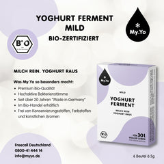Bio Joghurtferment Mild | 6x5 gr | Joghurtkulturen für bis zu 30 L selbst gemachten mild Joghurt