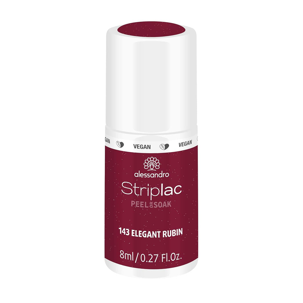 UV neglelak alessandro Striplac Elegant Ruby - Delikat og langtidsholdbar - Nem fjernelse takket være peel-off fjernelsesteknologi - Vegansk og grusomhedsfri - 8 ml