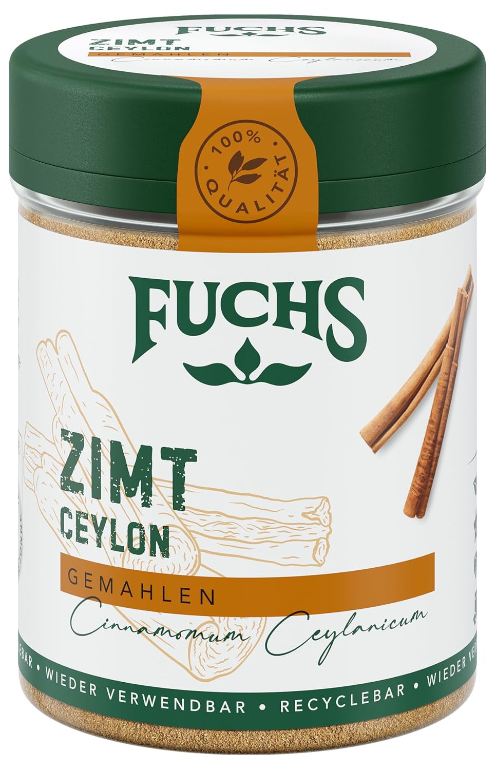 Fuchs Gewürze - Zimt Ceylon gemahlen | Aus natürliche Ingrediens | 30 g i wiederverwendbarer, genbrugsbarer Streudose