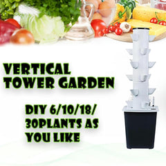 30 Kapsler Hydroponic Tower, Hydroponic Grow System, Urter, Frugt & Grøntsager Aeroponic Grow Kit med befugtningspumpe, Adapter, Mesh Pot, Urter, Frugt & Grøntsager Timer