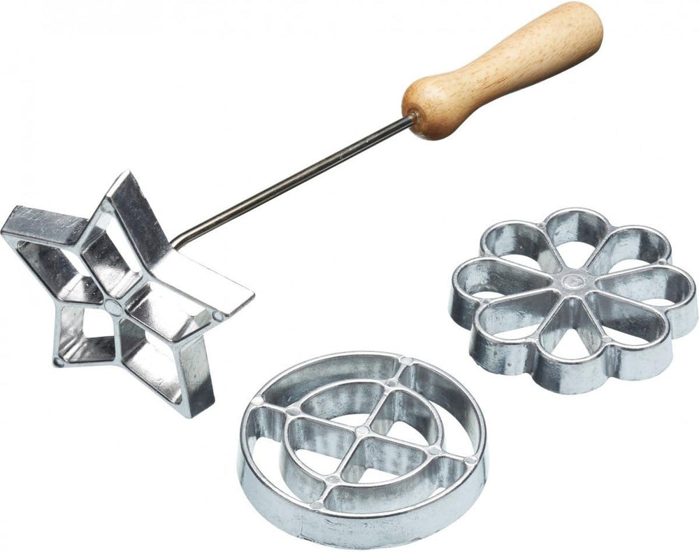 Set rozete KitchenCraft Home Made, 3 piese, decorațiuni tort în aparat de vafe, forme pentru biscuiți, cerc/floare/stea, formă pentru biscuiți, aluminiu, argintiu, 28 x 28 x 30 cm