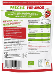 FRECHE FREUNDE Økologiske jordbærfrugtchips, frysetørrede frugtchips, naturligt skåret tørret frugt uden tilsat sukker, vegansk, laktosefri, glutenfri, pakke med 12 (12 x 12g)