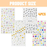 Nagelsticker Set Für Einzigartiges Nageldesign, 4 Blatt Frühlingsthemen Nail Art Zubehör, Perfekt Für 3D Gel Nägel Und UV Gel Strips