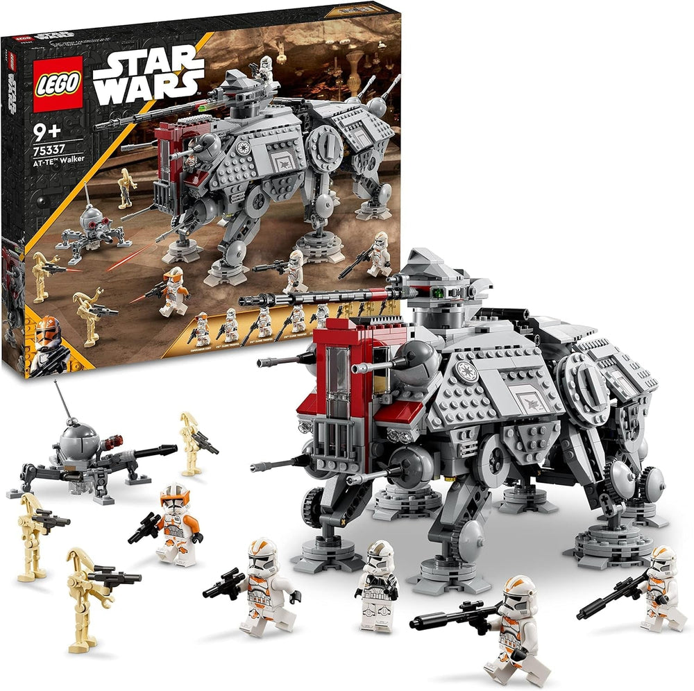 LEGO Star Wars At-Te Walker mobilt legetøjsmodel minifigursæt inklusiv 3 klontroopers, kampdroider og dværgeedderkop-droid 75337 byggesæt Besuche den LEGO-Store Single