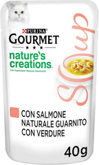 Crystal Delicate Suppenfond für die Katze, mit natürlichem Lachs, garniert mit Gemüse, 40 g, 32 Stück