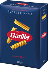 Barilla Pasta Classic Fusilli nr. 98 fra højkvalitets durumhvede, altid al dente, Chili, Spaghetti, Fusilli, Penne, Italiensk, 500g