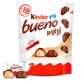 Kinder Bueno Mini - Crunchy Wafer chokoladebarer, mælkecreme og hasselnødder og fin mælkechokolade - Karnevalsgodbidder - 1 pose mini individuelt indpakkede stænger (1 x 108 g)