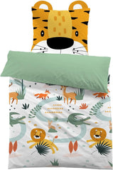 Lenjerie de pat microfibră 3D, animale, unisex Lenjerie de pat - copii Naty Shop Leu cu urechi 135×200+80×80