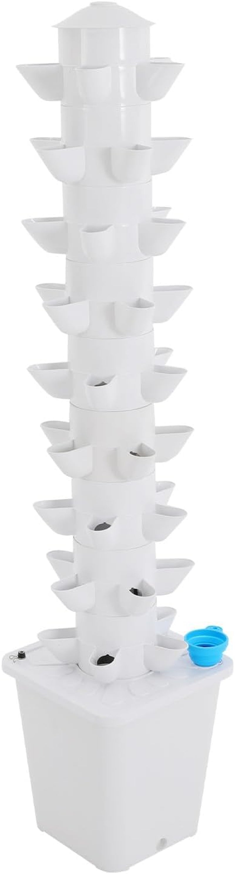 Hydroponic System Hydroponic Tower Indendørs Urtehave Hydroponisk dyrkningssystem med 45 plantesteder Vandpumpe Vandtank 20L Lodret til blomster og grøntsager