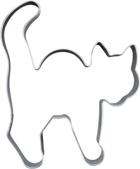 Formă de biscuiți Zenker cu pisică și cocoașă – Formă perfectă din oțel inoxidabil pentru biscuiți înfricoșători de Halloween – Se poate spăla în mașina de spălat vase – Ideală pentru copt la Halloween, Argintiu