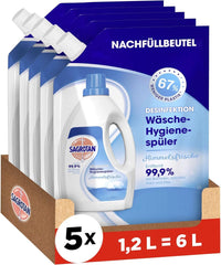 Sagrotan Vaskemiddel til vaskehygiejne Sky Fresh Refill - desinficerende effekt, til hygiejnisk rent og frisk vasketøj Vaskemidler Naty Shop Sæt 5 x 1,2 liter