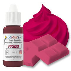 Colorant alimentar pe bază de ulei Sugarflair Colourflex Fuchsia, colorant alimentar lichid foarte concentrat, colorant alimentar pentru cremă de unt, ciocolată, aluat, fondant, glazură și multe altele - 15 ml