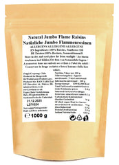 1 kg sultane Jumbo Flame crude, fructe întregi, fără gluten, soia, fără zahăr adăugat, fără conservanți, fără îndulcitori, cu ulei de floarea soarelui Produse deshidratate Naty Shop