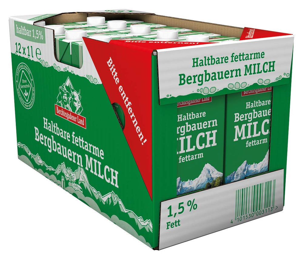 Berchtesgadener Land Haltbare Bergbauern-Milch, 1,5 % fedt, 12er pakke (12 x 1 l)