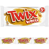 Twix hvide chokoladebarer | Karamel, kiks, hvid chokolade | Chokolade multipakke | 5 barer (5 x 46 g) (pakke med 4)