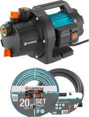 Set pompă de grădină Gardena 09011-47 3000/5, până la 3.000 l/h cu set furtun