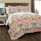 Lush Decor Clara quilt, bomuld, turkis og mandarin, hel/dronning dyner og dyner Naty Shop turkis og mandarin fuld/dronning