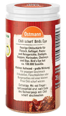 Ostmann Gewürze - Chilisarf Bird's Eye | Féurige Scharfe für Fleischgerichte und Eintöpfe | 35 g i Der Streudose
