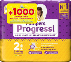 Pampers Progressi Mini, størrelse 2 (3-6 kg), 28 bleer Mor og barn Naty Shop