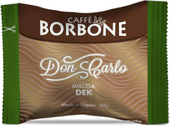 Caffè Borbone Don Carlo Dek Entkoffeinierte Kaffeemischung - 50 Kapseln - Kompatibel mit Lavazza®* A Modo Mio®* Haushalts-Espressomaschinen