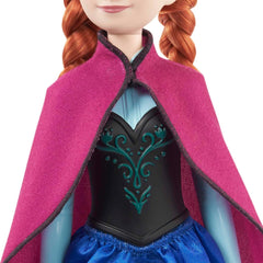 Mattel Disney Princess Anna dukke, Ice Queen dukken, kæmmet hår, mobil, i rejsedragt, aftagelig kappe, Disney gaver, 3 år gammelt legetøj, HLW49 Naty Shop Dolls