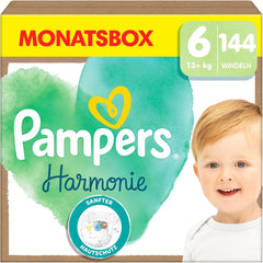 Pampers Harmony bleer størrelse 6, 144 bleer, 13 kg+, skånsom hudbeskyttelse med 100 % Pampers beskyttelse