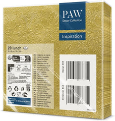 PAW - Șervețele 3 straturi (33 X 33 Cm) I 20 bucăți I Perfect pentru zile de naștere, petreceri, nunți, comuniuni și sărbători I Șervețele de hârtie colorate - ocazii speciale, ornamente I Inspiration Classic (Gold)