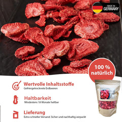 '- 150 g căpșuni liofilizate 100% naturale și pure - Căpșuni uscate în felii - Fructe uscate liofilizate fără adaos de zahăr - Cipsuri de căpșuni neîndulcite Produse deshidratate Naty Shop