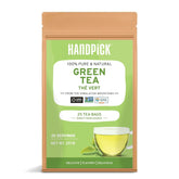 HANDPICK, pliculețe de ceai verde - 25 bucăți | 100% frunze de ceai verde pur din Himalaya, India | Plicuțe de ceai verde ecologice, preparare la cald sau rece