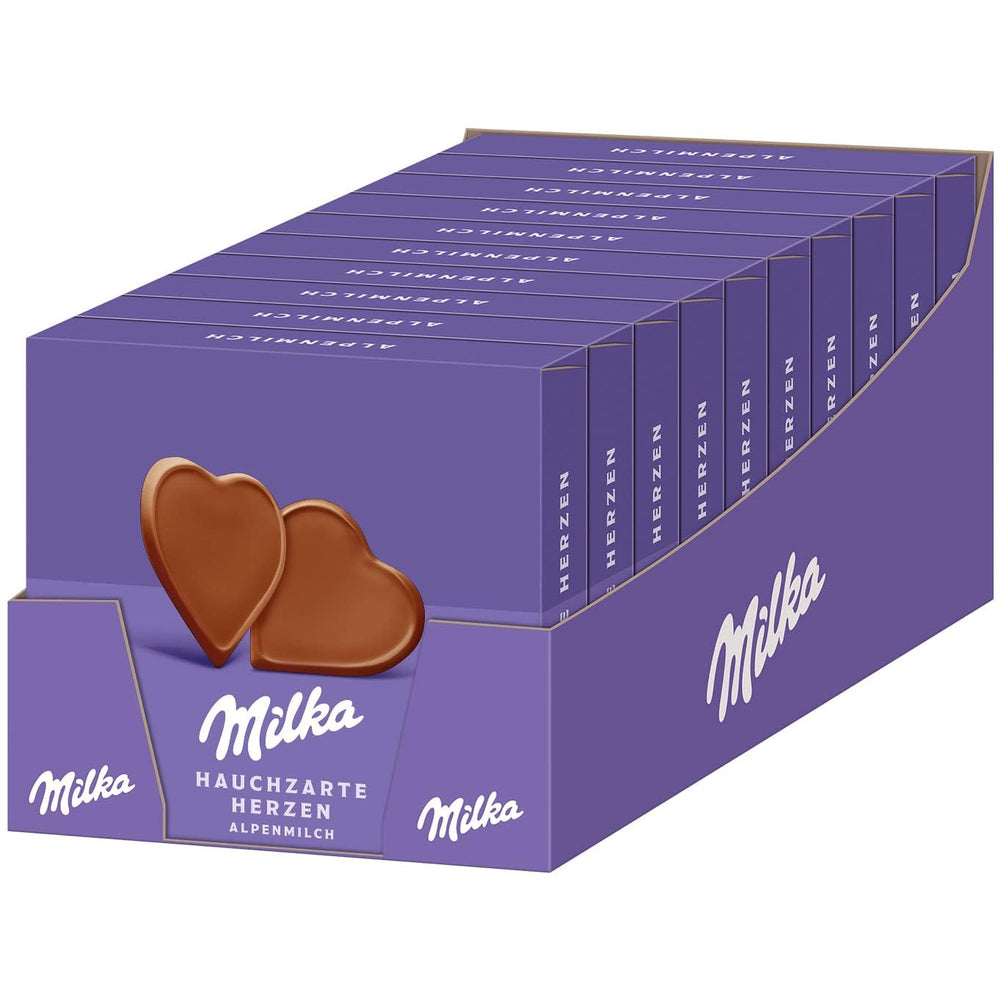 Milka I love Milka Hearts – Alpine mælkechokolade, der smelter i munden og fine skovhasselnødder – 10 x 130g