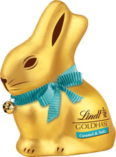 Lindt Chokolade Guld Bunny Karamel & Salt | 100 g | Saltet karamel mælkechokolade til påske | Påskechokolade | Gave af chokolade | Chokoladekanin | Påskeharen