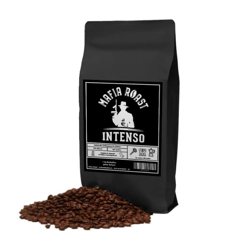 MAFIA ROAST® INTENSO - typisch italienische Espressobohnen - Blend aus 30% Arabica & 70% Robusta-Bohnen - schonend trommelgeröstet - besonders beliebt als intensiver Espresso - 1kg