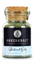 Ankerkraut Bärlauch Salz, Lecker Fleisch und Salat Verfeinern, Knoblauch-lignende Gesmack Aroma, Kräuter mit Gewürz zum Kochen, 110 g im Corkenglas