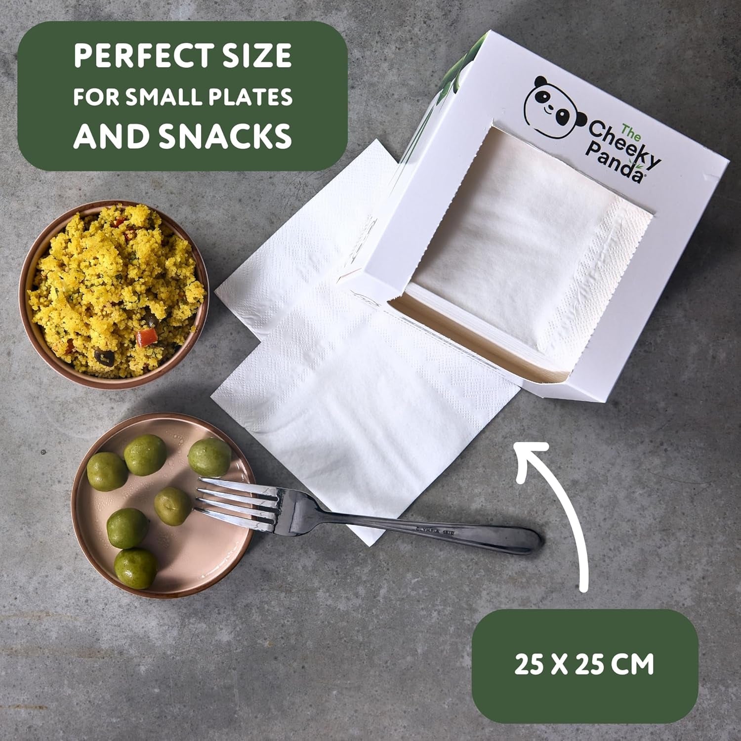 Șervețele cocktail din bambus The Cheeky Panda | șervețele albe 100 bucăți șervețele de hârtie