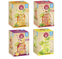 Teekanne Cold & Fresh BIO 4Er Mix - Cu noile sortimente lămâie-mentă, piersică-maracuja, portocală-rozmarin, grapefruit-mentă-ghimbir (4 X 45G)