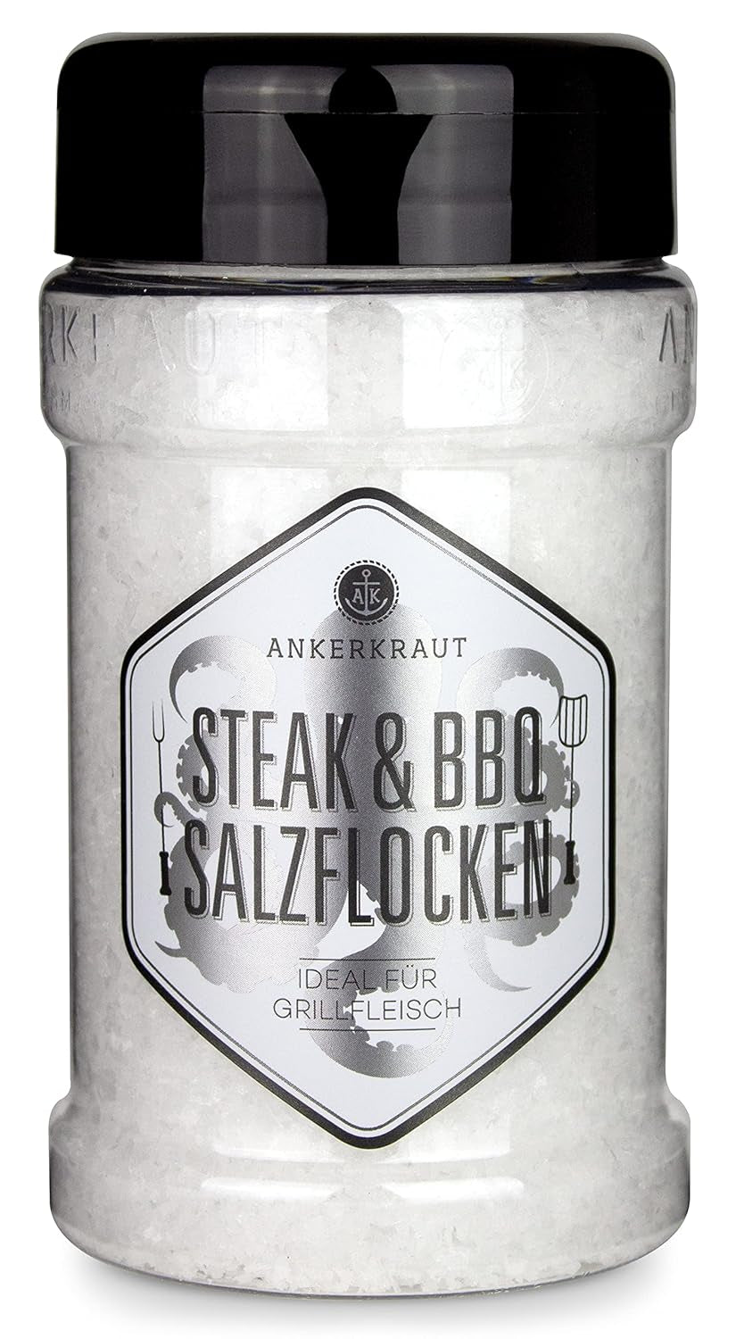 Ankerkraut Steak & BBQ Salzflocken, zum verfeinern von Steaks, Salaten eller auch Süßspeisen, 190g im Streuer