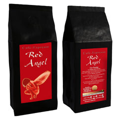 Espresso Kaffee Red Angel - Der Feurige - 1000g Fein Gemahlen - für Espressokocher, Espressomaschine, Percolator - Starker Premium-Espresso - Säurearm - Schonend und Frisch Geröstet