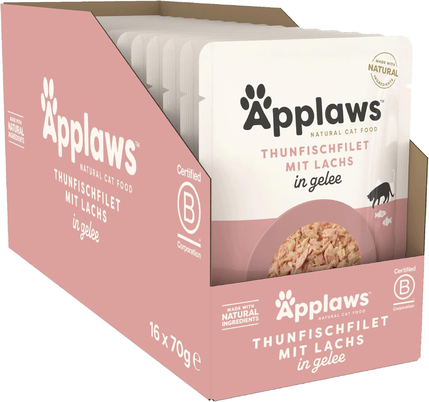 Applaws Premium Natural Wet Food For Cats, Fish Selection în Jelly 70G plicuri porție (12X70G)