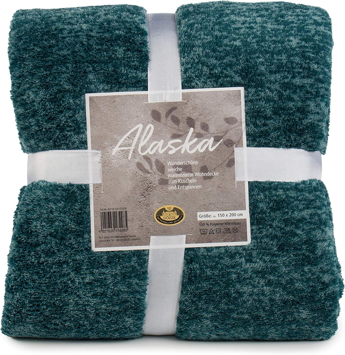 Gözze - Pătură living și confortabilă marmorată, 150 X 200 Cm - Petrol Paturi si Cuverturi Besuche den Gözze-Store