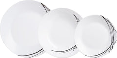 Set de veselă din sticlă opal, extra robust, pentru 6 persoane, fără BPA, 18 piese