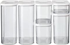 Mepal set de 6 borcane de depozitare cu capace - Recipiente dreptunghiulare pentru alimente - Organizator de bucătărie din plastic - Recipiente de depozitare etanșe - 2x 2000 ml, 2x 1000 ml, 1x 1500 ml & 1x 425 ml - Alb Cutii depozitare alimente Naty Shop