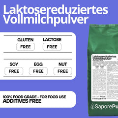 Laktosefreies Vollmilchpulver 1 kg | Hohe Löslichkeit | Ideel til bagværk, brød og mad Professionel og industriel brug Laktosefri Glutenfri
