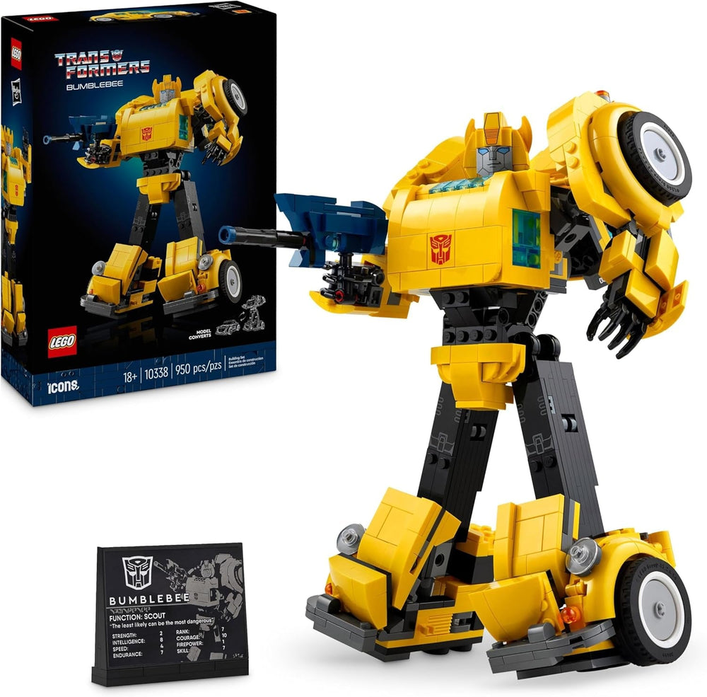 LEGO Icons Transformers Bumblebee, voksen samleobjekt robot actionfigur, filmbyggesæt til science fiction fans, kan forvandles til en bil, eventyrlegetøj 10338 byggesæt Besuche den LEGO-Store standard titel