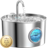 Katzenbrunnen Edelstahl Trinkbrunnen for Katze: Katzenbrunnen for Katzen - 2.2L Ultra leise Wasserbrunnen for Katzen - katzentrinkbrunnen für Hunde mit Wasserstandsfenster - Enhtält keinen EU-Adapter